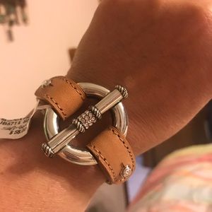 Brighton Leather/Silver/crystal Bracelet